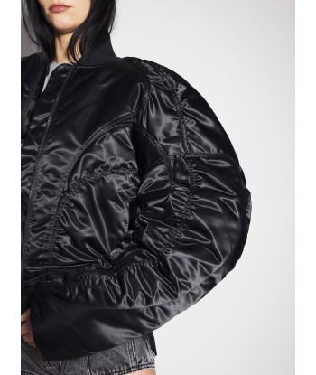 black satiny bomber jacket de pas cher