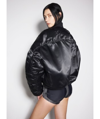 black satiny bomber jacket de pas cher