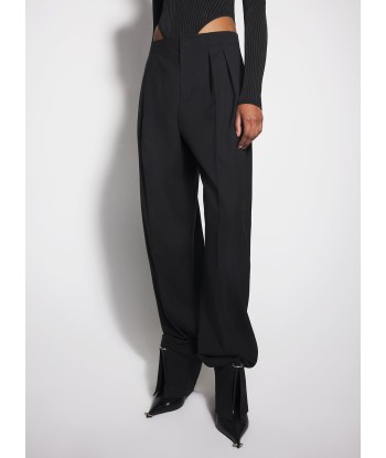 black pierced loose tailored trousers Livraison rapide