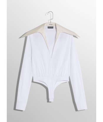 white spiky satin collar bodysuit en linge