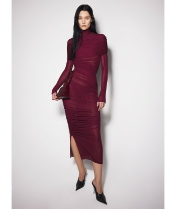 burgundy sheer ruched dress JUSQU'A -70%! 