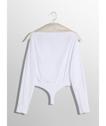 white spiky satin collar bodysuit en linge