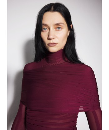 burgundy sheer ruched dress JUSQU'A -70%! 