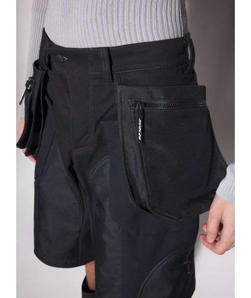 black technical fabric cargo shorts les muscles