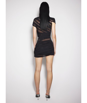 black ruched sheer mini dress pas cher