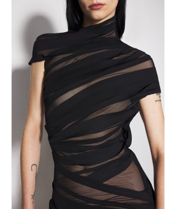 black ruched sheer mini dress pas cher