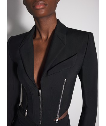 black zipped wool jacket de France