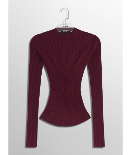 burgundy sculpting knit top de la marque