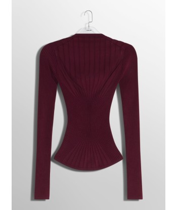 burgundy sculpting knit top de la marque