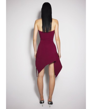 burgundy asymmetric bustier dress l'achat 