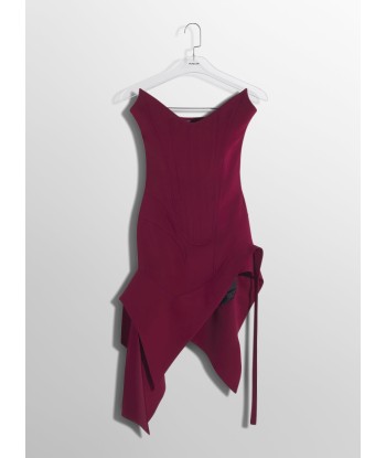 burgundy asymmetric bustier dress l'achat 