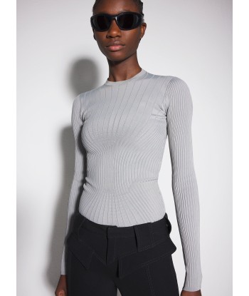 grey sculpting knit top les muscles