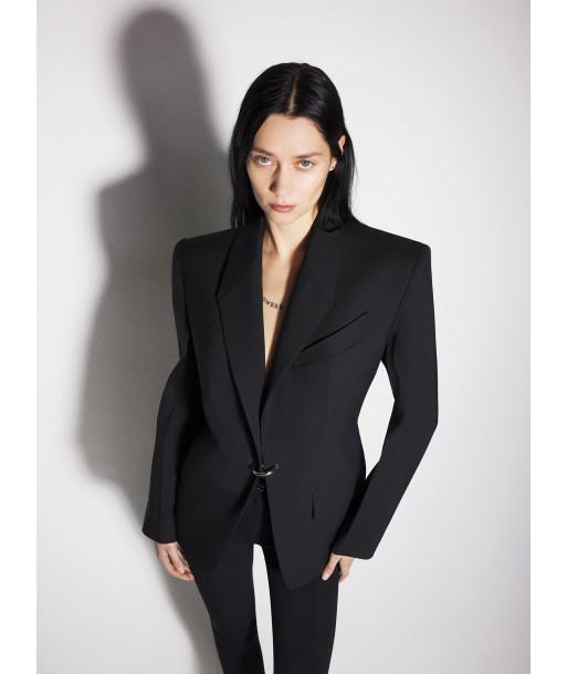 black pierced tailored jacket solde