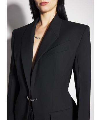 black pierced tailored jacket solde