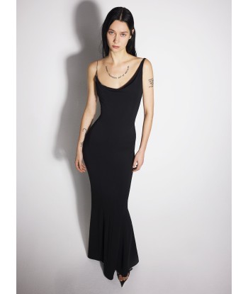 black crepe gown with metallic detail Paris Déstockage Promo