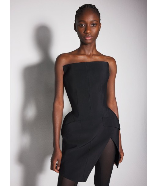 black slitted tailored bustier dress offre 