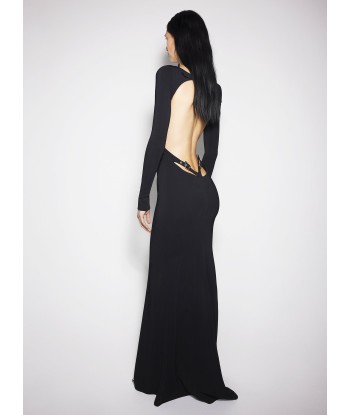 black backless buckled crepe gown pas cher chine