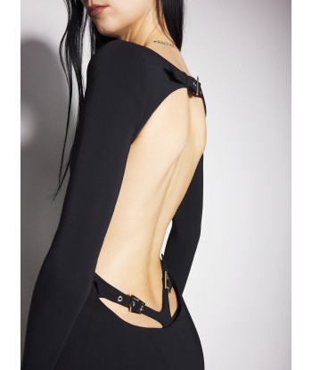 black backless buckled crepe gown pas cher chine