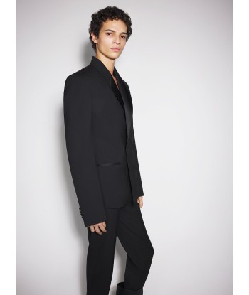 black double breasted smoking jacket en linge