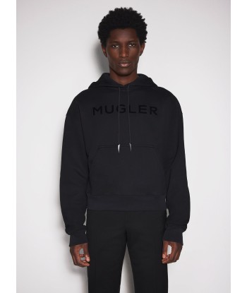 black Mugler logo hoodie une grave pollution 