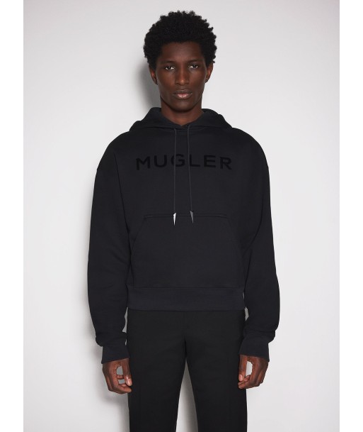 black Mugler logo hoodie une grave pollution 