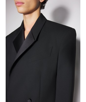 black double breasted smoking jacket en linge