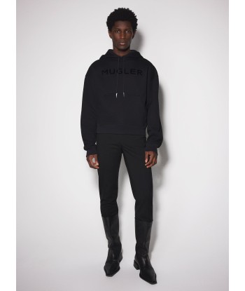 black Mugler logo hoodie une grave pollution 