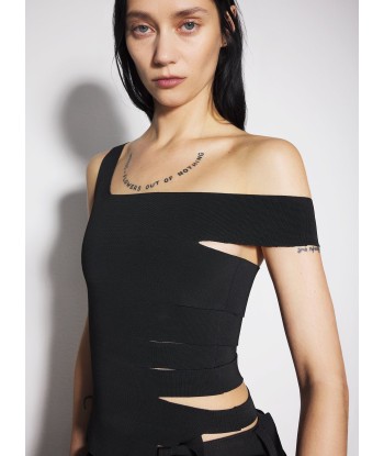 black bandage knit top de technologie