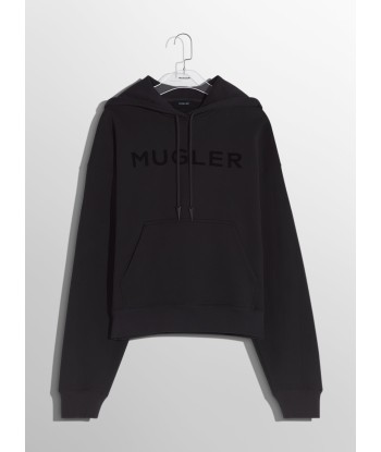 black Mugler logo hoodie une grave pollution 