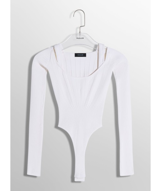 white sculpting knit bodysuit la colonne vertébrale