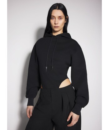 black fleece hoodie bodysuit de la marque