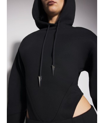 black fleece hoodie bodysuit de la marque