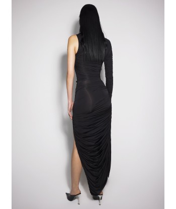 black asymmetrical pierced ruched dress les ligaments