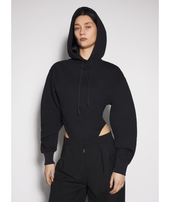 black fleece hoodie bodysuit de la marque