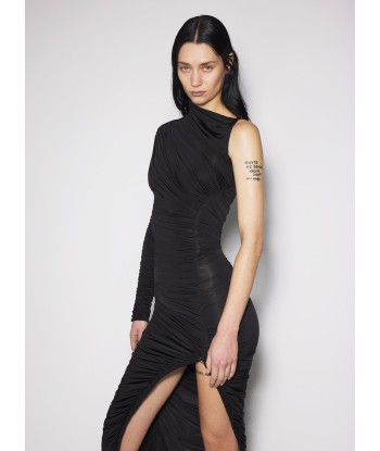 black asymmetrical pierced ruched dress les ligaments