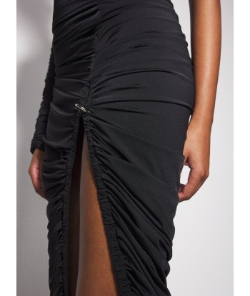 black asymmetrical pierced ruched dress les ligaments