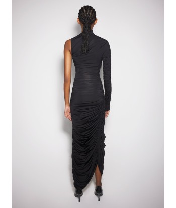 black asymmetrical pierced ruched dress les ligaments