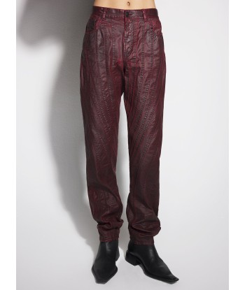 burgundy waxed spiral baggy jeans pas cher 