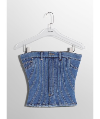 blue spiral denim bustier Comparez plus de prix