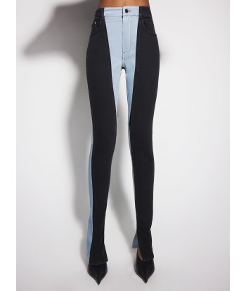 blue bi-color skinny jeans prix