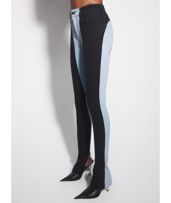 blue bi-color skinny jeans prix