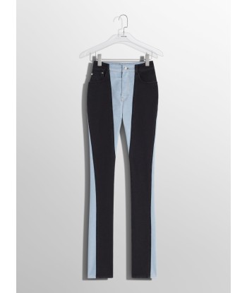 blue bi-color skinny jeans prix