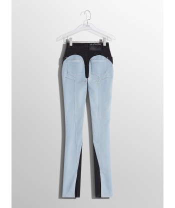 blue bi-color skinny jeans prix