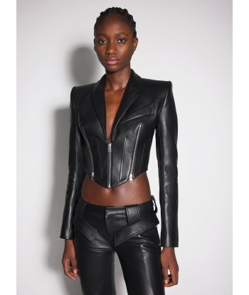 black zipped leather jacket Découvrez la collection