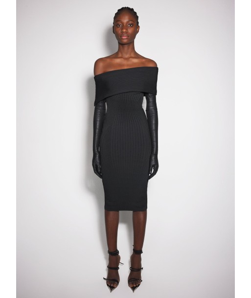 black off-shoulder sculpting knit dress Les magasins à Paris