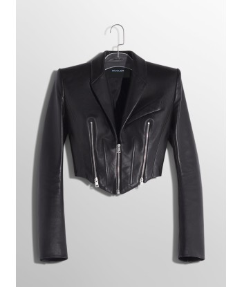 black zipped leather jacket Découvrez la collection