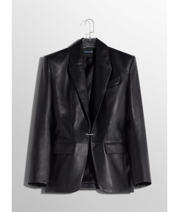 black pierced tailored leather jacket hantent personnes