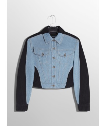 blue bi-color denim jacket offre 