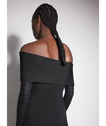 black off-shoulder sculpting knit dress Les magasins à Paris