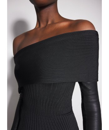 black off-shoulder sculpting knit dress Les magasins à Paris